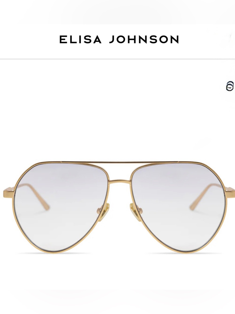 Elisa Johnson Gold Aviator Sunglasses with Gradient Silver Lenses..
